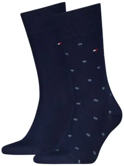 Lot de 2 paires de chaussettes hautes bleu marine en coton mélangé