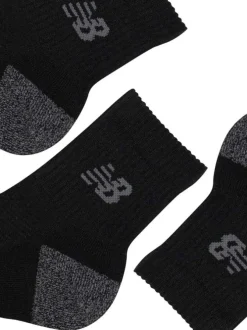 Lot de 3 paires de chaussettes basses noires unies avec logo imprimé