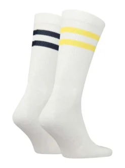 Lot de 2 paires de chaussettes sport blanches, coupe haute en coton mélangé