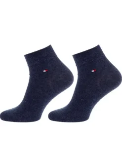 Lot de 2 paires de chaussettes basses en coton mélangé bleues unies avec logo