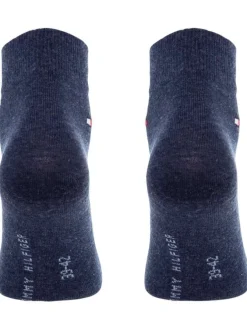 Lot de 2 paires de chaussettes basses en coton mélangé bleues unies avec logo