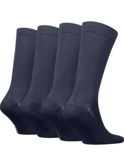 Lot de 4 paires de chaussettes hautes bleu marine en coton mélangé