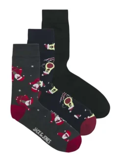 Lot de 3 paires de chaussettes hautes en coton mélangé bleues nuit imprimées