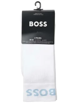Lot de 2 paires de chaussettes blanches taille haute parées du logo 