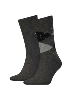 Lot de 2 paires de chaussettes hautes en coton anthracite