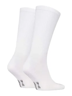Lot de 2 paires de chaussettes hautes en coton mélangé blanches monogrammes
