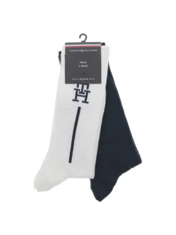Lot de 2 paires de chaussettes hautes bicolores unies avec le logo