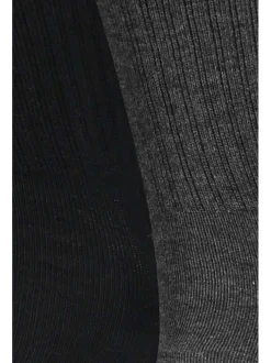 Lot de 2 paires de chaussettes hautes noires en coton mélangé unies avec une coupe haute