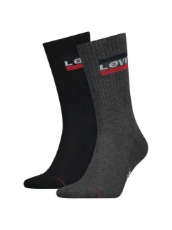Lot de 2 paires de chaussettes hautes noires en coton mélangé unies avec une coupe haute