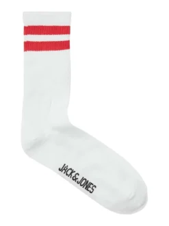 Lot de 5 paires de chaussettes hautes blanches unies avec rayures colorées