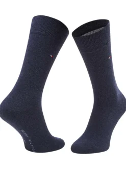 Lot de 2 paires de chaussettes hautes en coton mélangé bleues à rayures