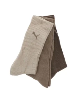 Lot de 3 paires de chaussettes hautes marron en coton mélangé avec logo imprimé