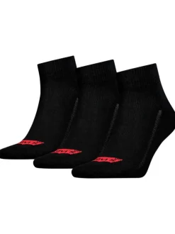 Lot de 3 paires de chaussettes mi-hautes noires unies avec logo Levi's®
