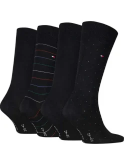Lot de 4 paires de chaussettes hautes noires unies et à motifs