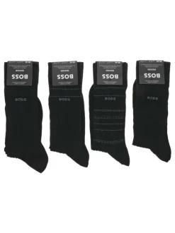 Lot de 4 paires de chaussettes hautes en coton mélangé noires unies