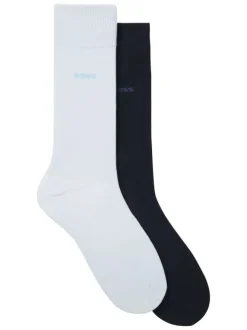 Lot de 2 paires de chaussettes hautes différentes en coton bleues