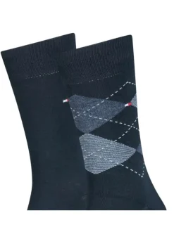 Lot de 2 paires de chaussettes hautes en coton mélangé marine unies