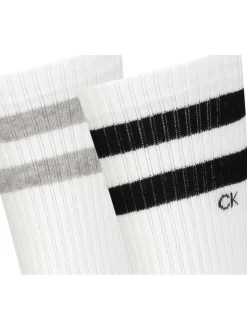 Lot de 2 paires de chaussettes blanches avec 2 bandes et une coupe haute