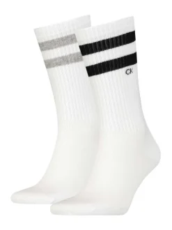 Lot de 2 paires de chaussettes blanches avec 2 bandes et une coupe haute