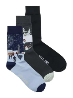 Lot de 3 paires de chaussettes hautes en coton mélangé multicolores imprimées