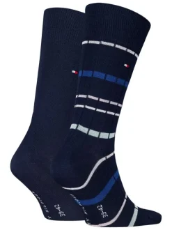 Lot de 2 paires de chaussettes hautes bleu marine en coton mélangé