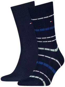 Lot de 2 paires de chaussettes hautes bleu marine en coton mélangé