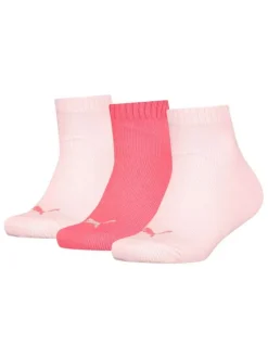 Lot de 3 paires de chaussettes Puma roses en coton mélangé stretch unies logotypées