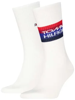 Lot de 2 paires de chaussettes hautes blanches unies et à imprimé