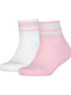 Lot de 2 paires de chaussettes basses en coton mélangé roses unies et blanches