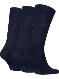 Lot de 3 paires de chaussettes hautes marine unies avec une coupe haute