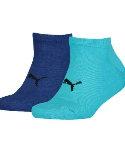 Lot de 2 paires de chaussettes bleues unies avec logo pour garçon en coton