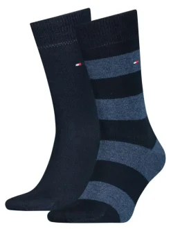 Lot de 2 paires de chaussettes bleu marine hautes en coton mélangé