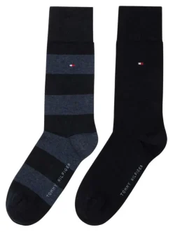 Lot de 2 paires de chaussettes bleu marine hautes en coton mélangé