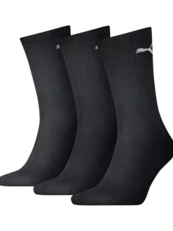 Lot de 3 paires de chaussettes noires en coton mélangé hautes logotypées