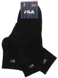 Lot de 3 paires de chaussettes noires mi-hautes à logo brodé sur le flanc