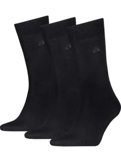 Lot de 3 paires de chaussettes hautes noires unies à coupe haute