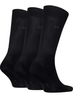 Lot de 3 paires de chaussettes hautes noires unies à coupe haute