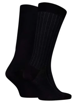 Lot de 2 paires de chaussettes hautes noires unies à coupe haute