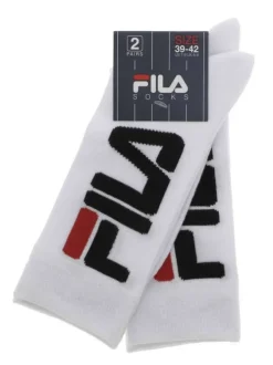 Lot de 2 paires de chaussettes hautes blanches à logo brodé sur le flanc
