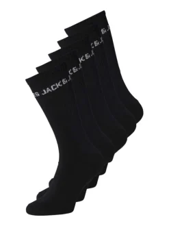 Lot de 5 paires de chaussettes hautes en coton mélangé noires unies avec une coupe haute