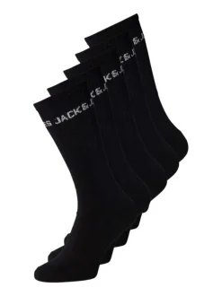Lot de 5 paires de chaussettes hautes en coton mélangé noires unies avec une coupe haute