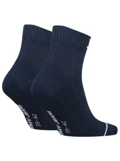 Lot de 2 paires de chaussettes basses en coton biologique marine unies coupe mi-haute nom sous le pied