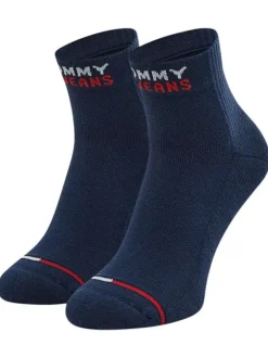 Lot de 2 paires de chaussettes basses en coton biologique marine unies coupe mi-haute nom sous le pied