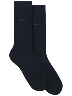 Lot de 2 paires de chaussettes hautes en coton bleu marine unies