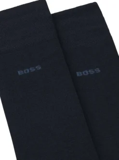 Lot de 2 paires de chaussettes hautes en coton bleu marine unies