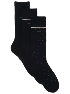 Lot de 3 paires de chaussettes hautes noires à pois avec le nom de la marque