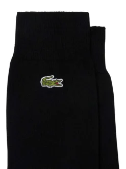 Lot de 2 paires de chaussettes hautes en coton noir unies et à logo brodé