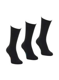 Lot de 3 paires de chaussettes hautes noires brodées en mutlicolore