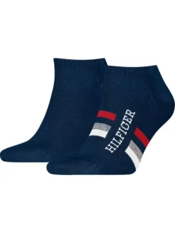 Lot de 2 paires de chaussettes basses en coton mélangé marine rayées