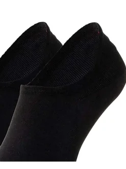 Lot de 2 paires de chaussettes basses en coton mélangé noires uni et logo imprimé à l'arrière
